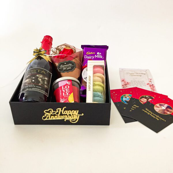 A beautiful Anniversary gift pack for couple with chocolates, grape juice, and more - Image 3