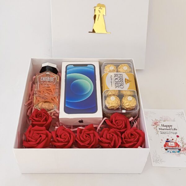 Luxury wedding gift hamper with the Perfume , iPhone 12 and more with blissful greetings! - Image 4