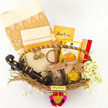 Traditional Onam Gift Hamper with Onam saree and Dhoti