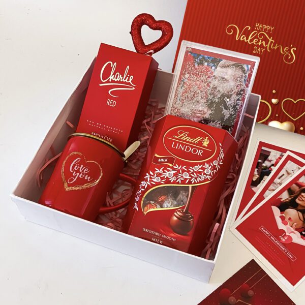 Royal Red Valentine's Day gift hamper with branded chocolates, authentic perfume, and more - Image 3