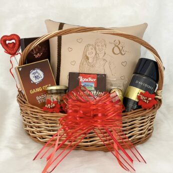 Romantic valentines day gift for him / her  With Coffee, Fruit n nut, Almond bottle, Locker espresso, chocolates and cards