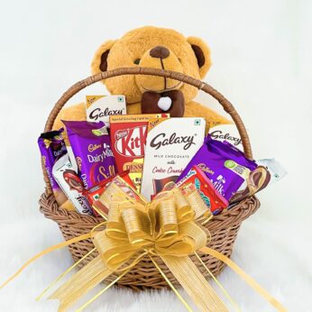 Women’s day gift ideas with  Teddy bear M | Kitkat  |  Galaxy milk chocolate | Diary milk silk | Greeting card