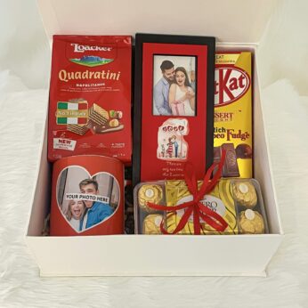 Online birthday gifts for husband  With Elegant Loacker Napolitaner, Photoframe, Chocolates, Mug. And Cards