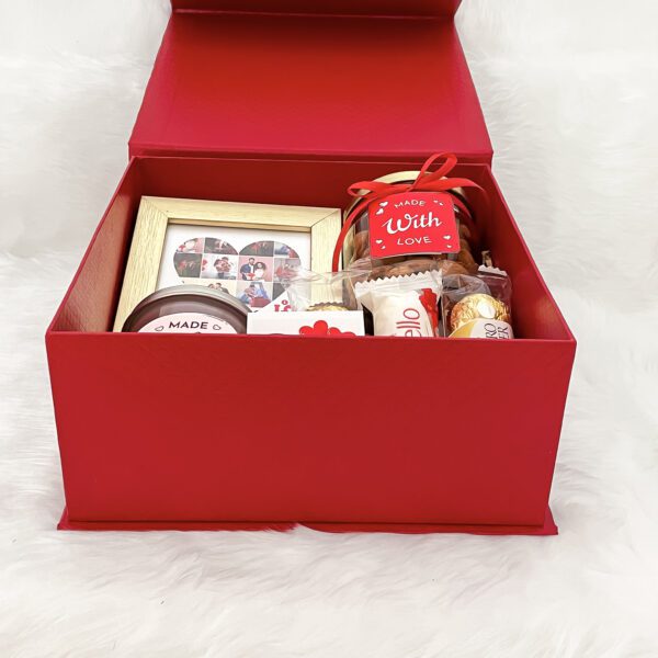 Red Desire valentines day gift box ideas of Chocolates, Nuts, Scented Candles, and More - Image 3