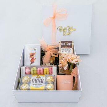 Useful Mothers day gift hamper on this mothers Day with Perfume | chocolates | Artificial flowers and Greeting cards