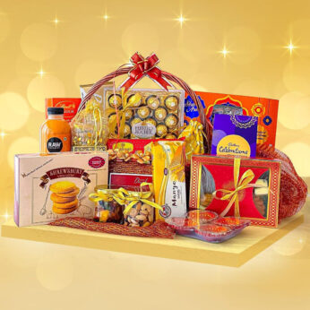 Luxury Lohri gifts with special greeting card and an amazing collection of assorted chocolates, dry fruits, biscuits and sweets