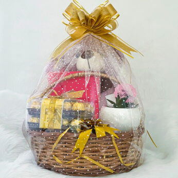 Grab Wedding gift for bride india gift hamper filled with teddy bear and chocolates