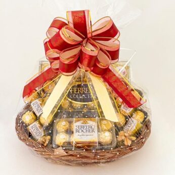 Chocolate fevered Valentine’s Day gift basket with a handful of your favorite chocolates