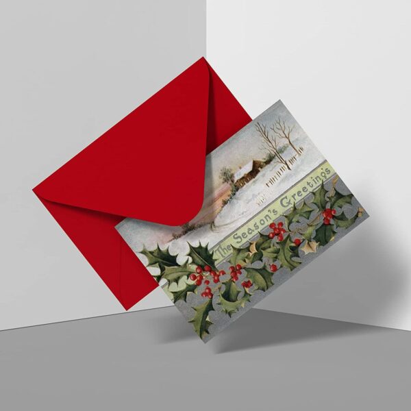 Vintage Postcard Style Minimalistic Christmas Greeting Cards (Pack of 16, Size 5×7 in) - Image 5