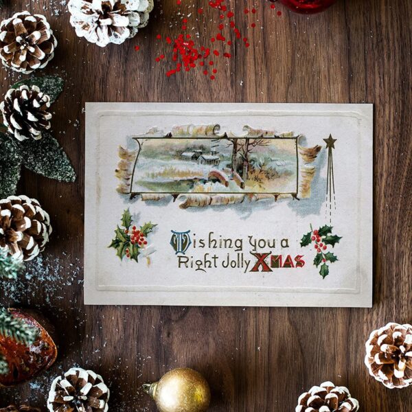 Vintage Postcard Style Minimalistic Christmas Greeting Cards (Pack of 16, Size 5×7 in) - Image 4