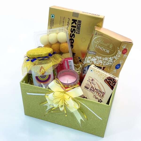 Scrumptious Lohri gift hampers with Ferraro Rocher, Hershey's Kisses, Lindt Lindor and Almond Brittle chocolates with mixed dry fruits and more! - Image 4