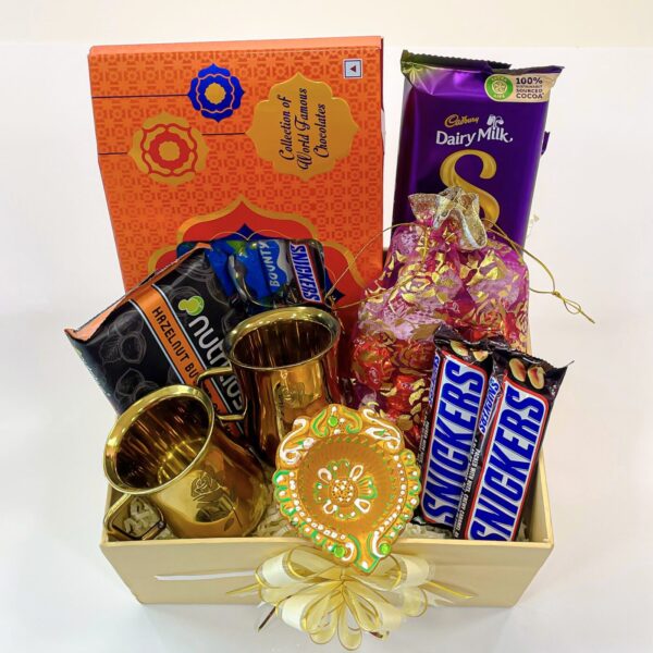 Rare & Unique Diwali Gift Box With Chocolates, Tea Mugs, And Diya - Image 2