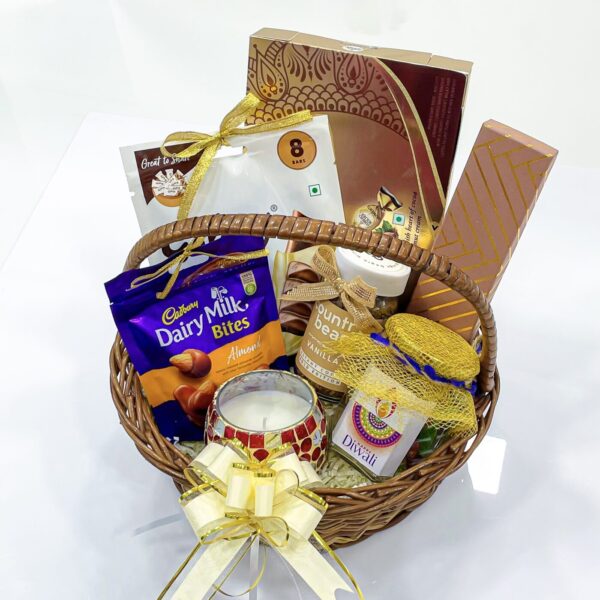 Spread Joy Diwali sweets gift basket With Dry Fruits, Chocolates, Instant Coffee, And Scented Candle - Image 3