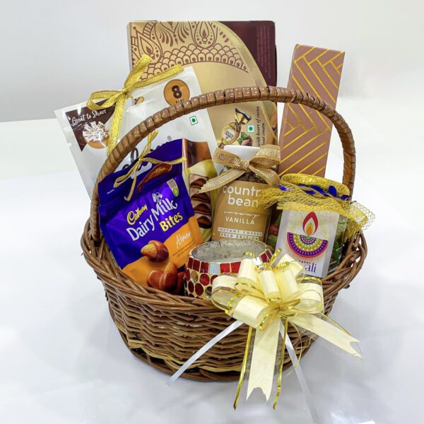 Spread Joy Diwali sweets gift basket With Dry Fruits, Chocolates, Instant Coffee, And Scented Candle - Image 4