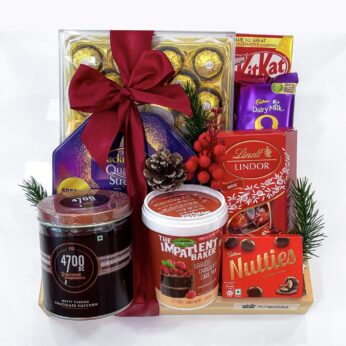 Premium New Year gifts hamper with exclusive chocolates, dessert, nuts and more