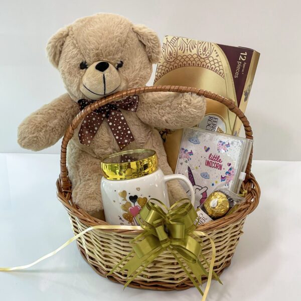 Elegant Anniversary gifts hamper for girlfriend with teddy bear and chocolates - Image 3