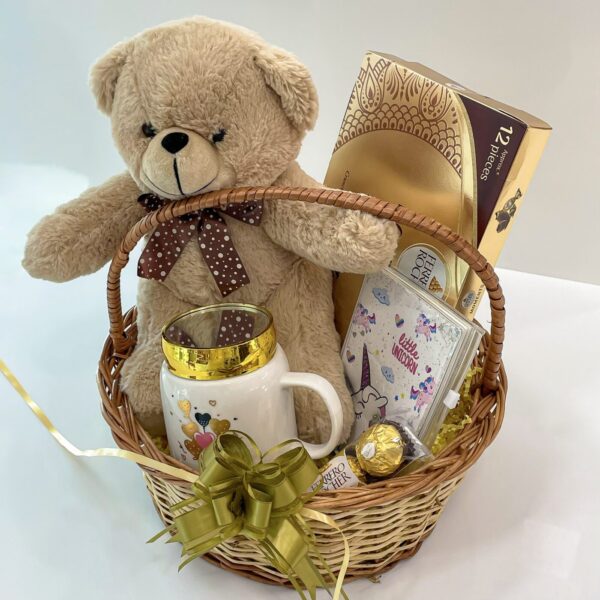 Elegant Anniversary gifts hamper for girlfriend with teddy bear and chocolates - Image 4