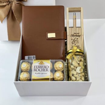 Born Day Wishes Birthday Gift For Father With Nuts, Chocolates, Pen Holder, And More