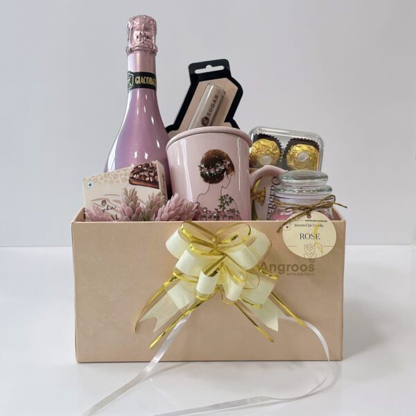 Pink Amaze Bride To Be Pre-Wedding Hamper With Scented Candle, Chocolates, Wine, And Care Products - Image 5