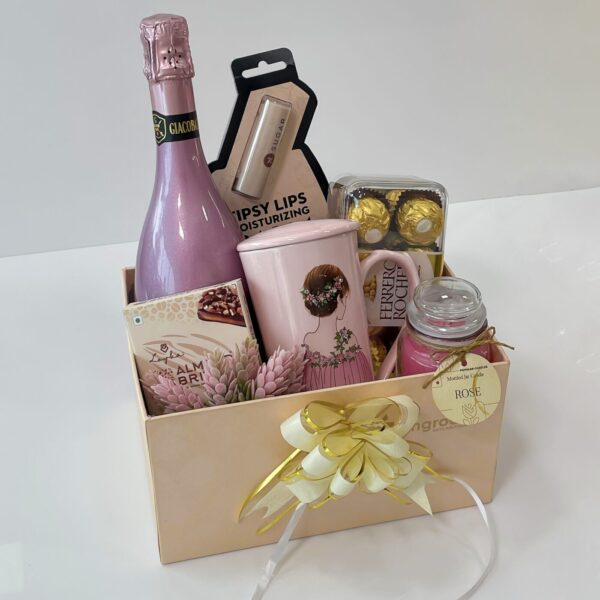 Pink Amaze Bride To Be Pre-Wedding Hamper With Scented Candle, Chocolates, Wine, And Care Products - Image 6