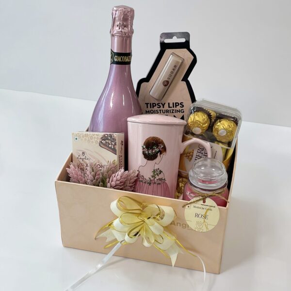 Pink Amaze Bride To Be Pre-Wedding Hamper With Scented Candle, Chocolates, Wine, And Care Products - Image 7