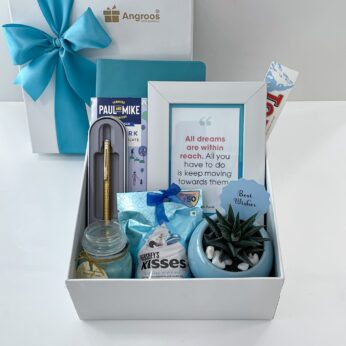 Ocean Blue Best Wishes Gift For Him With Chocolates, Scented Candle, Photo Frame, And More