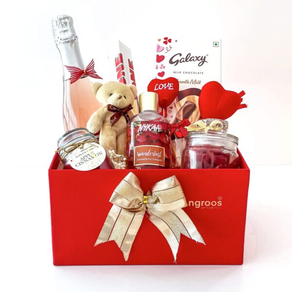 Moonstruck Romance Valentine's Day Hamper With Milk Chocolates, Wine, Scented Candle, And More - Image 3