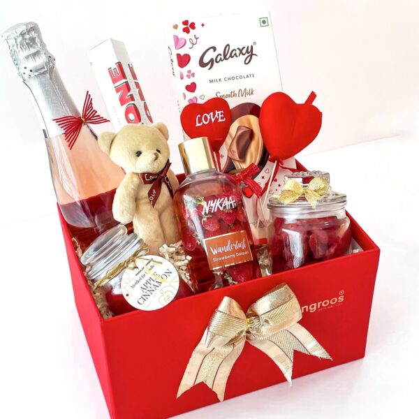 Moonstruck Romance Valentine's Day Hamper With Milk Chocolates, Wine, Scented Candle, And More - Image 4