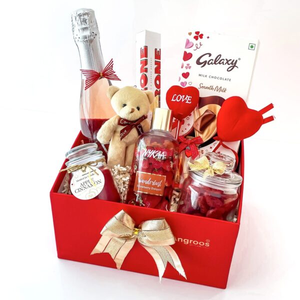 Moonstruck Romance Valentine's Day Hamper With Milk Chocolates, Wine, Scented Candle, And More - Image 5