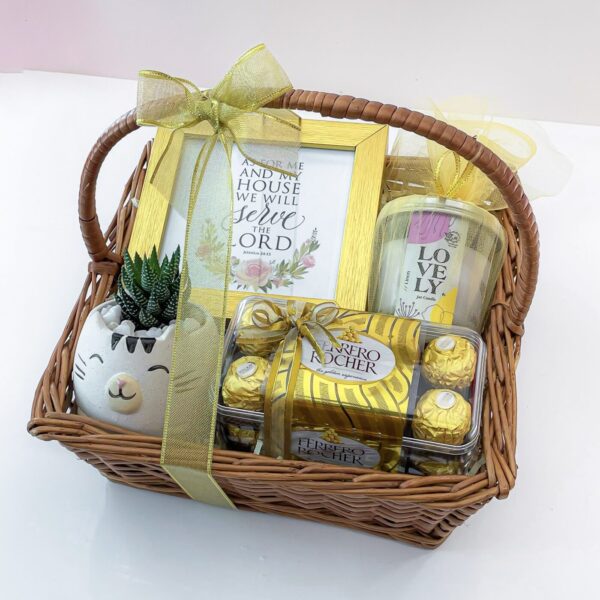 Good Fortune Housewarming Gift With Chocolates, Indoor Plant, Scented Candle, And Custom Photo Frame - Image 5