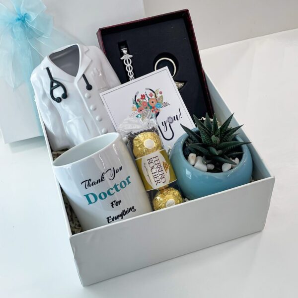 Thank You Doctor Gift Hamper For Doctor With Pen Holder, Chocolates, And Indoor Plant - Image 3