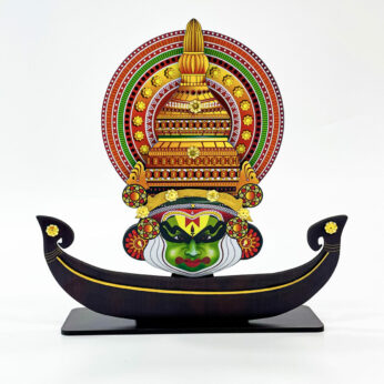 Miniature of traditional Kerala boat with kathakali head ( 10 H x 2.5 W x 10 L inch )