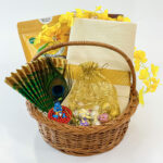 Vishu Vishu gifts for her- A Traditional Gift Hamper with Banana Chips, Chocolates, and Kerala Saree