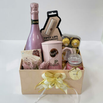 Blissful thank you gift for best friend girl embellished with wine, candle, chocolates