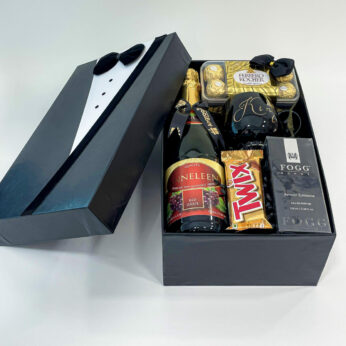 Wedding Bells Gift Box For Groom-To-Be  With Chocolates, Red Wine, Perfume, And More