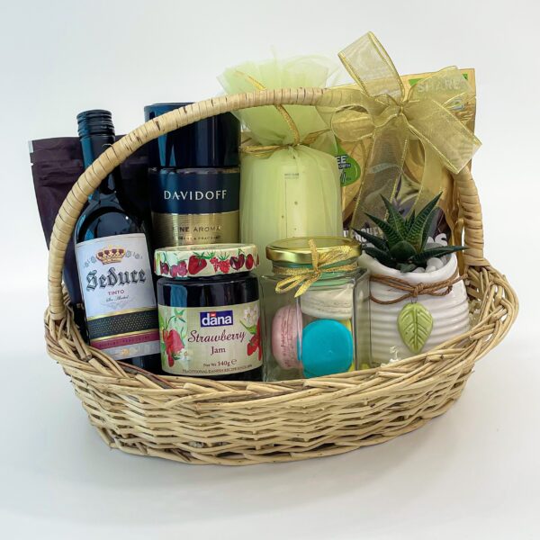 Sweet Goodness Home Visit Gift Basket With Red Wine, Chocolates, Scented Candle, And More - Image 3