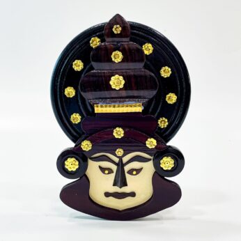 Kathakali Head Wooden Wall Hanging Showpiece Gift (Width 5.5in, Height 8in)