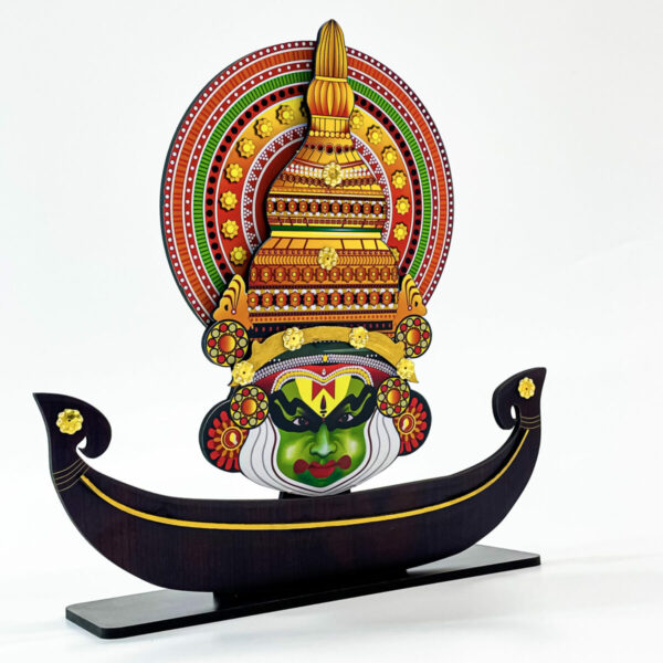 Miniature of traditional Kerala boat with kathakali head ( 10 H x 2.5 W x 10 L inch ) - Image 3