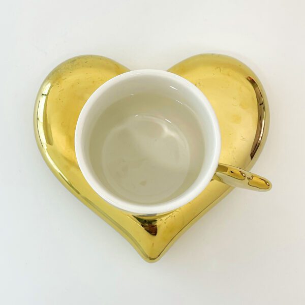 Cute coffee mug white mug (  Heart Shaped golden colour Tray ) - Image 3