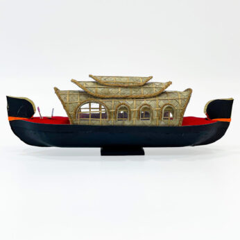 Traditional wooden Kerala houseboat miniature (H 4.75 x W 13 x L 3 inches)