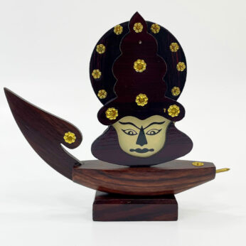 Small-sized wooden Kathakali Head Mask Boat (H 7 x W 8 x L 1.5 inches)