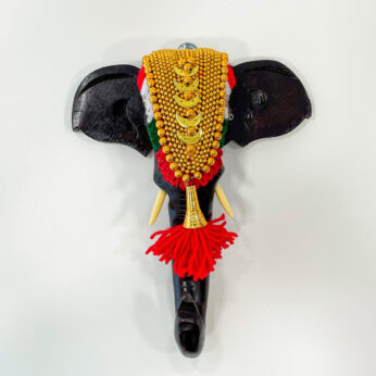 Handcrafted hanging elephant head with nettipattam (H 8.5 x W 6.75 x L 3.25 inches)