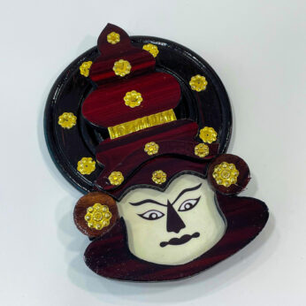 Handcrafted dark-brown wooden kathakali head (H 7 x W 4.5 x L 7 inches)