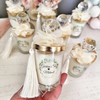 customized Candle wedding return gift with mesmerizing scented candles (H 15 x W 7 cm) x 50 pcs