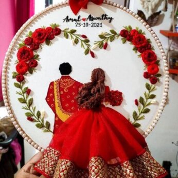 Beautiful embroidery hoop wedding return gift for your guests (H 25.5 x W 25.5 cm) x 30 pcs