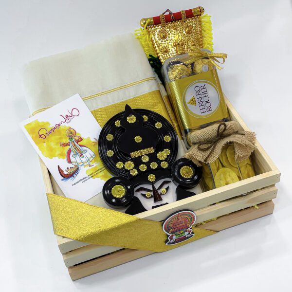 Lovable Onam gift for father filled with a Kerala mund and more special gifts - Image 4