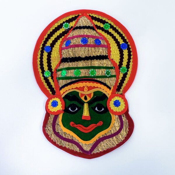 Handcrafted Colorful Kathakali Mask (made from Vetiver plant or Ramacham) - Image 2