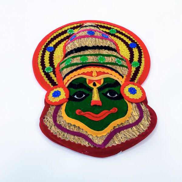 Handcrafted Colorful Kathakali Mask (made from Vetiver plant or Ramacham) - Image 3