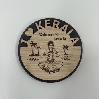 Charming and rustic Kerala-themed wooden badges (H 3 X W 3 inch) x 3Pcs