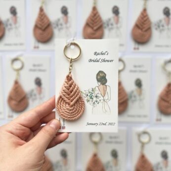 Personalized macrame keychain return gifts for your loved ones (H 6cm x W 4cm) x 50 pcs